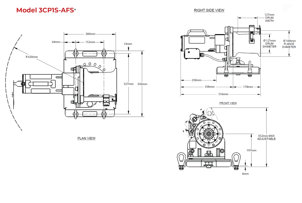 Thern-Model-3CP1S-AFS Dimension drawing