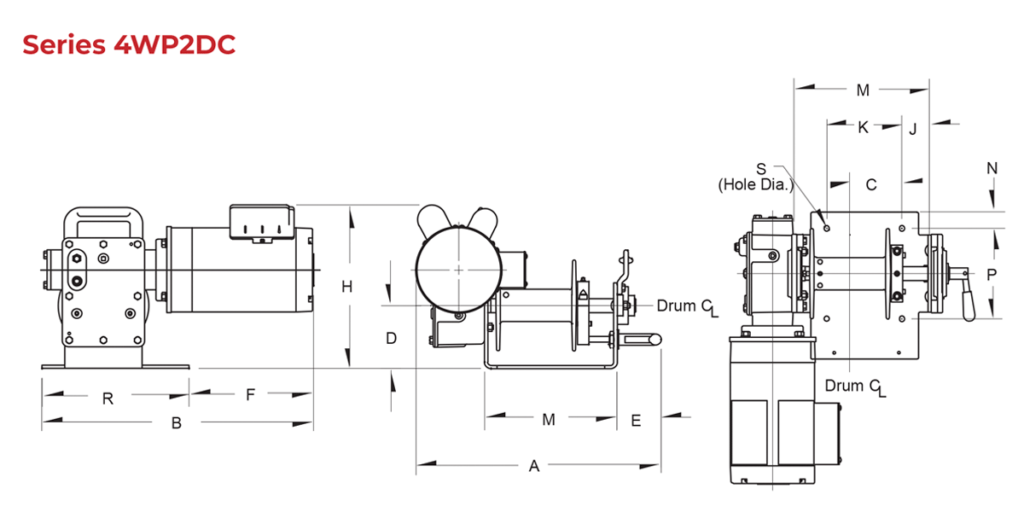 Model-4WP2DC Dimensions Drawing