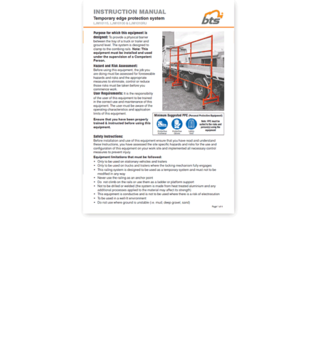Trailer Edge Protection System Manual